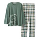 Un pijama de guifensiones para mujeres en otoño e invierno de algodón puro pantalones de manga larga set de dos piezas de dos piezas y otoño nuevo versión coreana lindo dibujos animados dulces fatelas sueltas de talla de talla de talla de talla para el hogar