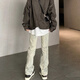 Black box white American retro jeans men's vibe high street retro trendy brand washing yellow mud dyed pants slim straight flared pants CYXFS-N826 yellow mud color 2XL