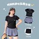 Yu Zhaolin sports swimsuit women's short-sleeved large size fat mm sports splicing color split conservative belly-covering slimming swimsuit