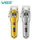 VGR693 Hair Salon Professionelle elektrische Fader-Fader-Digitalanzeige Elektrische Haarschneider IPX7 Ganzkörperwaschung Elektrische Presse V-693 Silber
