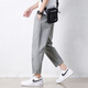 Jewish casual pants for men in summer new loose ice silk straight sport nine-point pants for men conical Korean style trendy trousers 9904 cement grey L