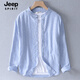 JEEP SPIRIT весенне-летняя льняная рубашка с круглым вырезом, мужская с небольшим воротником-стойкой, повседневная рубашка с длинными рукавами, куртка без воротника, верхняя одежда из хлопка и льна, тонкая 9207, зеленый в стиле милитари M