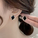 Idel's exquisite black diamond-shaped earrings for women 2025 new trendy cool style earrings niche design high-end earrings black diamond-shaped earrings E3169