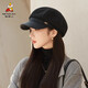 Scarecrow beret hat for women 2025 new fashion versatile Korean painter's hat simple octagonal hat showing face small and suitable for all seasons black one size