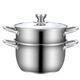 Food grade stainless steel soup pot, household small milk pot, small steamer, soup pot, gas induction cooker, universal, extra thick 304 food grade stainless steel double-eared soup pot 1cm, upgraded and thickened, 24cm with lid + steamer
