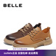 BELLE BELLE百丽集团鞋子男鞋2024春新款牛皮复古美式工装鞋系带户外休闲鞋男 土黄 39