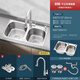 
Soft and soft stainless steel wash basin double basin 304 sink double basin small size wash basin double basin dishwasher household [698 left large] pull set meal