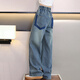 Pitt Pitt Girls Jeans Spring y Autumn 2025 Nuevos pantalones para niños Suit Autumn Suit Big Children's Girls Autumn Legal de pierna ancha Straight 13042 Azul + 13068 Azul 170 cm