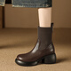 Asacho sheepskin thick-soled short boots for women in autumn and winter commuting wool socks boots small heightened Martin boots women's sleeve boots brown 37