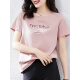 Camiseta de manga corta a rayas de verano de NY-RCE para el nuevo estilo coreano de mujeres, versátil y versátil con rayas a media manga tostada 1DS009 Pink Blue Strip + 9764 White L White L