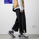 You Ruike Fatty 240Jin [Jin equals 0.5 kg] Large size Japanese buckle work pants for men's summer thin large size wide-leg straight loose casual pants Black 5XL