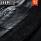 JEEP SPIRIT海宁皮夹克男皮衣外套男士春秋冬季新款潮流款机车衣服潮流上衣男 9923【黑色加厚】 加绒 L