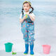 Shanye children's water play one-piece waders kindergarten waterproof clothes for catching the sea children's rain boots men and women fishing rain pants beach children's pink overalls with pockets size 21/27 (shoe inner length 14.5cm)
