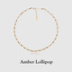 Amber Lollipop Baroque Pearl Necklace Simple Niche Women's Necklace Anniversary Birthday Gift for Girlfriend and Wife Gold