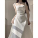 
Madam (Qeeshine) Desire Dress White suspender Dress 2024 Women's New Square Collar French Waist-Close Niche Temperament Long Skirt Dress + Cardigan XL Recommended 117-130Jin [Jin equals 0.5 kg]
