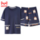 Catman (MiiOW) 6XL Extra Large Pure Cotton Shorts Shorts Pajamas Female Summer Fat Sister Plus Fat Plus Large Size 200 Jin [Jin equals 0.5 kg] Integrated with Chest Pad 3519 Short Sleeve Shorts - Chestless Pad M [80-100 Jin [Jin equals 0.5 kg]]