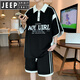 JEEP SPIRIT青年短袖t恤男装半袖POLO男夏季运动套装 6629白色【套装】 XL 130-145斤
