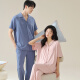 Modal pajamas summer 2024 trousers short sleeves sweet thin home clothes simple solid color cardigan couple suit 12308+12108 women XL+ men XL