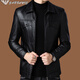 Armani (ARMANI EXCHANGE) Armani lapel leather jacket men's velvet thickened leather jacket young and middle-aged jacket men's winter jacket AG_BL813 black velvet L 175