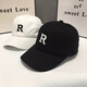 Yangzhuangzi Hat Men's Peaked Cap Spring and Summer Sun Protection Hat Korean Style Fashion Women's Sun Hat R Letter Baseball Cap R Black One Size Adjustable