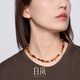 Bai Lancai Xia Necklace Women's Amber Agate Oval Pearl Clavicle Chain Fashionable Temperament Jewelry Birthday Gift for Wife