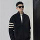 Yibo Sweater Cardigan Spring Men New Style Style Style Tendencia de tres barras Flower Cualvado Collar Sweater Chaqueta de suéter de punto