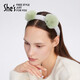 She s Akiko contrast color rex rabbit fur bear ear headband high-end pressure-sensitive hair headband hairpin birthday gift for girlfriend green D0