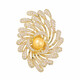 QUAMER luxurious and atmospheric fireworks brooch, versatile high-end pearl sunflower brooch suit jacket, gold fireworks brooch