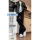 
7 high-end products, micro-flare jeans, men's spring and summer style, American high street loose elastic slim straight trousers, men's SYBS-K7011 black 2XL