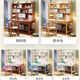Huixun solid wood desk bookshelf bookcase combination modern simple desktop computer table home bedroom children's study table walnut color #desk + bookshelf 80cm*60cm*75cm total height 186cm