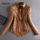 SIN.CYC designer brand slimming motorcycle leather jacket for women in autumn and winter new Korean style high-waisted versatile small coat long-sleeved short PU leather jacket petite short coat 6608 black XL size recommended weight 105-115Jin [Jin equals 0.5 kg]