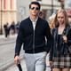 
Mr. Bu star's new style spring and autumn jacket for men's wool knitted cardigan jacket long sleeve solid color clothes middle-aged piano black L (175)