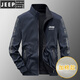 JEEP SPIRIT jacket men's spring and autumn stand collar loose double-sided wear winter youth middle-aged business jacket with cotton jacket 9866 dark gray plus cotton style [upgrade version] 2XL (recommended 145-160Jin [Jin equals 0.5 kg])