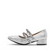 Wahre Schönheit Poesie Silber Flügel Mädchen Frühlingsschaffell Dicke Ferse Silber Mary Jane Schuhe Frauen J6621AQ4 Silber 37