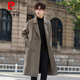 Pierre Cardin Warm Men's Double-sided Wool Coat Mid-Length Over-the-Knee Pure Wool Woolen Coat Windbreaker Thick and Loose in Winter Black L 175 (160-185Jin Jin equals 0.5kg)