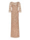 Adrianna Papell Women's Beaded Fantasy Shift Gown Rose Gold 0