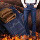Woodpecker jeans men's autumn and winter new style velvet thickened men's elastic loose straight leg casual large size long pants for young and middle-aged people 021 black plus velvet + 021 black plus velvet 33 (140-150Jin Jin is equal to 0.5 kg)