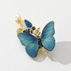 Lingmeng antique blue embroidered butterfly brooch for women, fabric high-end corsage placket pin, suit jacket accessories, embroidered blue butterfly 1 piece (including small gift box)