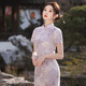 NUKM Cheongsam Chinese style long young 2025 summer new slim and elegant girl retro improved dress 6629 purple 3XL