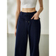 LULULMCCTN Yoga Pants Women's Running Fitness Loose Slim Pilates Professional Training High Waist Wide Leg Casual Pants Dark Blue M