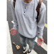 Jian Xingheng Schwarzer Amerikaner Henry Neck Langsamtes T-Shirt Herren Spring Waffel Sweatshirt plus Samt verdickte innere Basishemd Winter Black plus Samt 1381 [hohe Qualität] XL empfohlen 120-140jin [Jin gleich 0,5 kg]