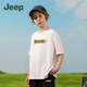 Jeep Kinder kurzärmeliges T-Shirt für 2025 Frühlings- und Sommer-neue pure Baumwolljungen und Mädchen loser Druck trendy kurzärmelig White-1349 140 [Empfohlene Höhe 135-145 cm]