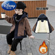 Disney Boys Autumn and Winter Jackets Plus Velvet and Thickened New Fashionable Baby Hooded Tops Winter Polar Fleece Cotton Jackets Brown 150 Recommended Height 135-145cm