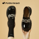 Zapatos de cuero genuino de cuero fugui pájaro gruesas mocasines gruesas para mujeres 2024 nuevos zapatos solteros con la esponja de punta redonda para mujeres zapatos de cuero pequeño fn0235/1049 negro 35