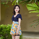 
Dai Dai swimsuit women's one-piece dress style conservative flat angles covering the belly to make you look slim and fat MM bathing in hot spring middle-aged and elderly mothers 9903 hidden blue pink flower (toilet style) 3XL (recommended weight 120-140 Jin [Jin equals 0.5 kg])