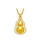 Holy glass gold necklace 18K women's ancient gold Chopin chain 3D hard gold double-sided Fulu turning point diamond gourd pendant Chopin chain + gourd pendant