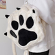 Yu Dingfu Plush Backpack Female Kitten Claw Girly Heart School Bag Large Capacity Student Backpack Cartoon Japanese Soft Girl Pain Bag White