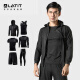 LATIT [JD.com's own brand] sports suit men's fitness suit tight breathable sweat-wicking running short-sleeved T-shirt jacket NZ9001 - black stitching - hooded jacket six-piece set - XL