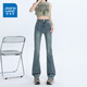 Jeans jeans jeans femeninos de moda y de moda retro cintura alta estiramiento delgada piso delgado pantalones versátiles para mujeres 838 pantalones azul claro m