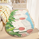 Gu Die Children's Room Bedside Carpet Girl's Bedroom Princess Style Bedside and Bottom Master Bedroom Under the Bed Oval Rabbit Garden Pink Dot Plastic Bottom Lamb Velvet-Oval Oval 60*120cm Selected Fabrics